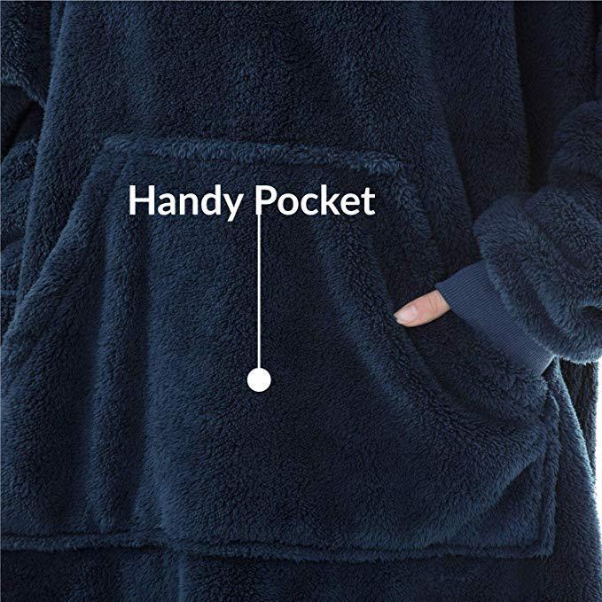 Hoodie Sweatshirt With Big Pocket Tops Sweater Comfortable Loose Double-Sided Fleece Thicker Wearable Blanket - Antoniette Apparel