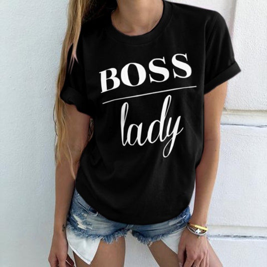 Summer Fashion Women Casual Letter Printed T-shirt Tops Lady Tee Printed Short Sleeve Tops - Antoniette Apparel