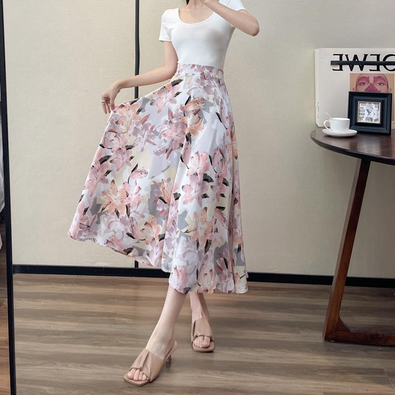Women's Fashion High Waist Slimming Wide Hem Printed Dress - Antoniette Apparel
