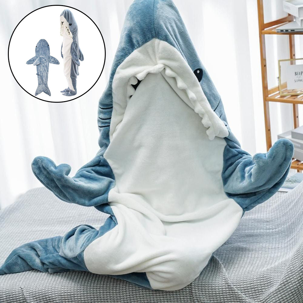 Cartoon Shark Sleeping Bag Pajamas Office Nap Shark Blanket Karakal High Quality Fabric Mermaid Shawl Blanket For Children - Antoniette Apparel