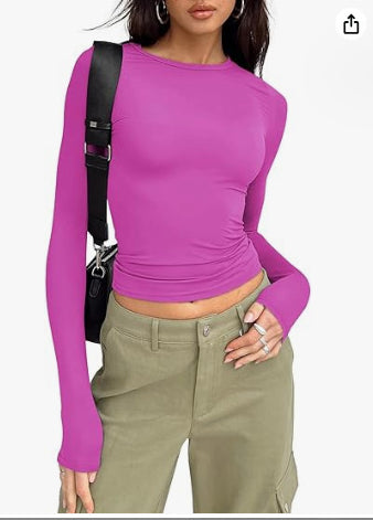 Women's Slim Long-sleeved Pullover Tops - Antoniette Apparel